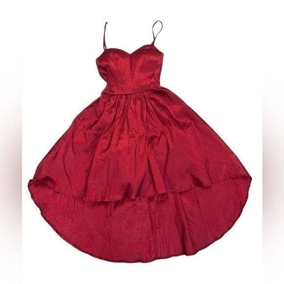 B. Darlin Red Metallic High Low Dress - Picture 1 of 3
